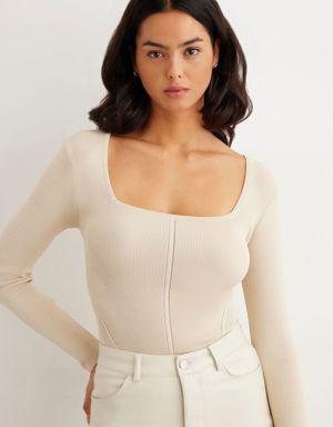 Fitted Square Neck Sweater