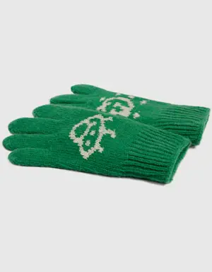 Children's wool gloves with intarsia