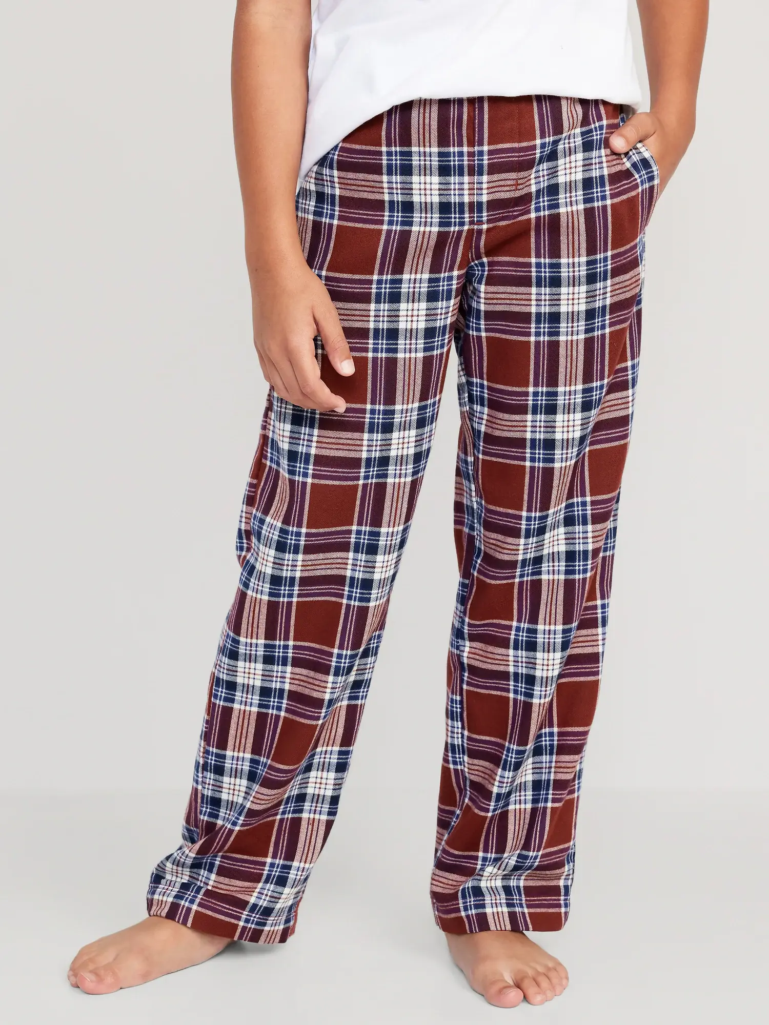 Old Navy Straight Printed Flannel Pajama Pants for Boys red. 1