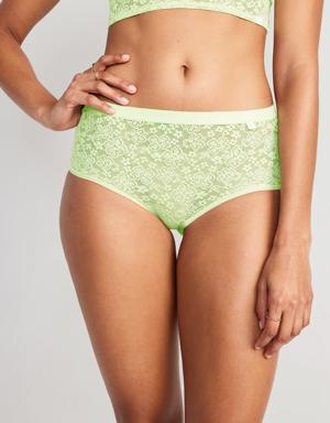 High-Waisted Lace Bikini Underwear for Women green