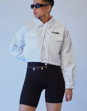 Forever 21 FUBU Toggle Hem Cropped Jacket White/Black