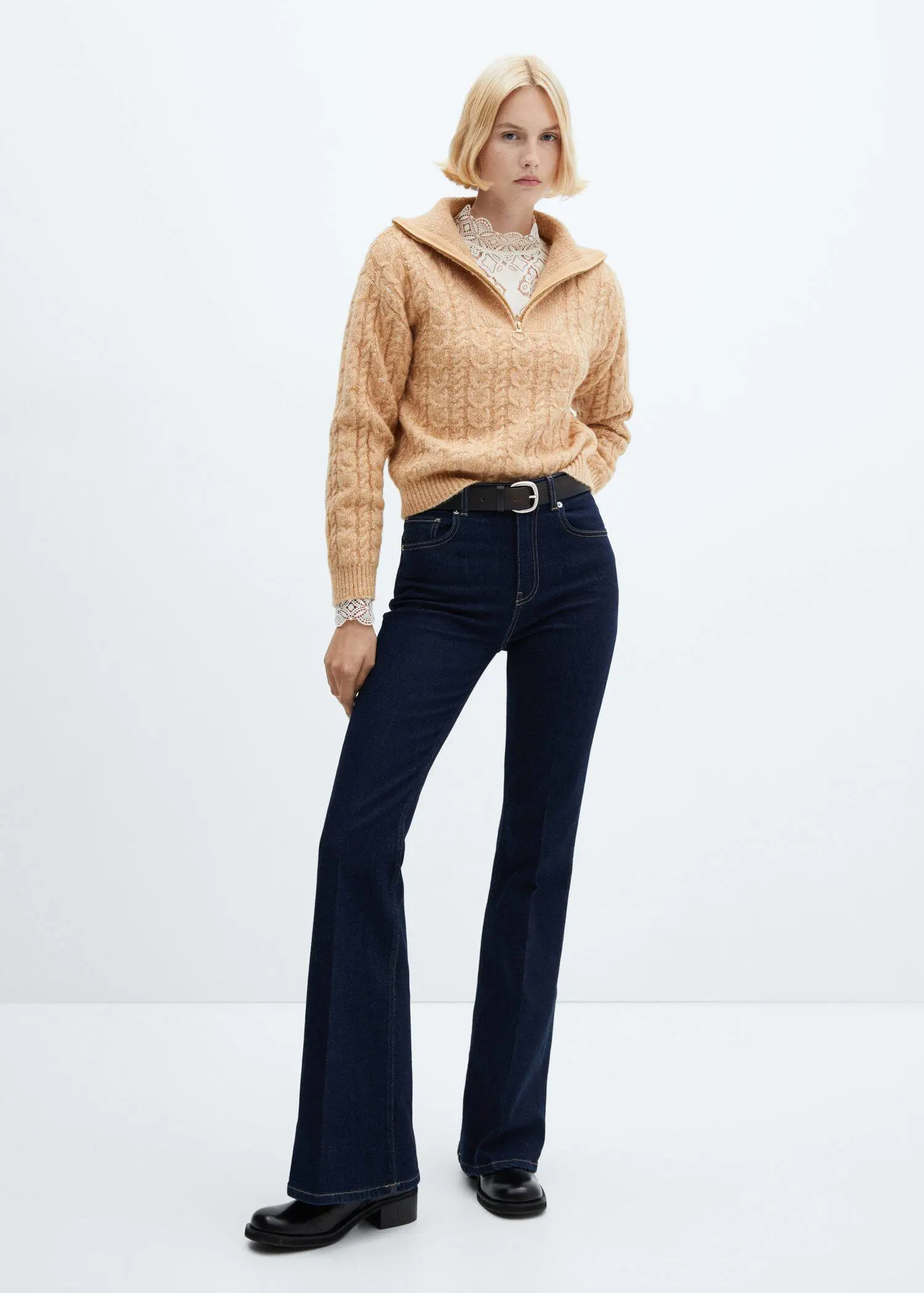 Mango Cable-knit zip-neck sweater. 2