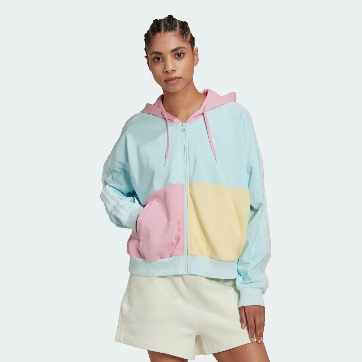 Adidas Essentials 3-Stripes Colorblock Full-Zip Hoodie. 2