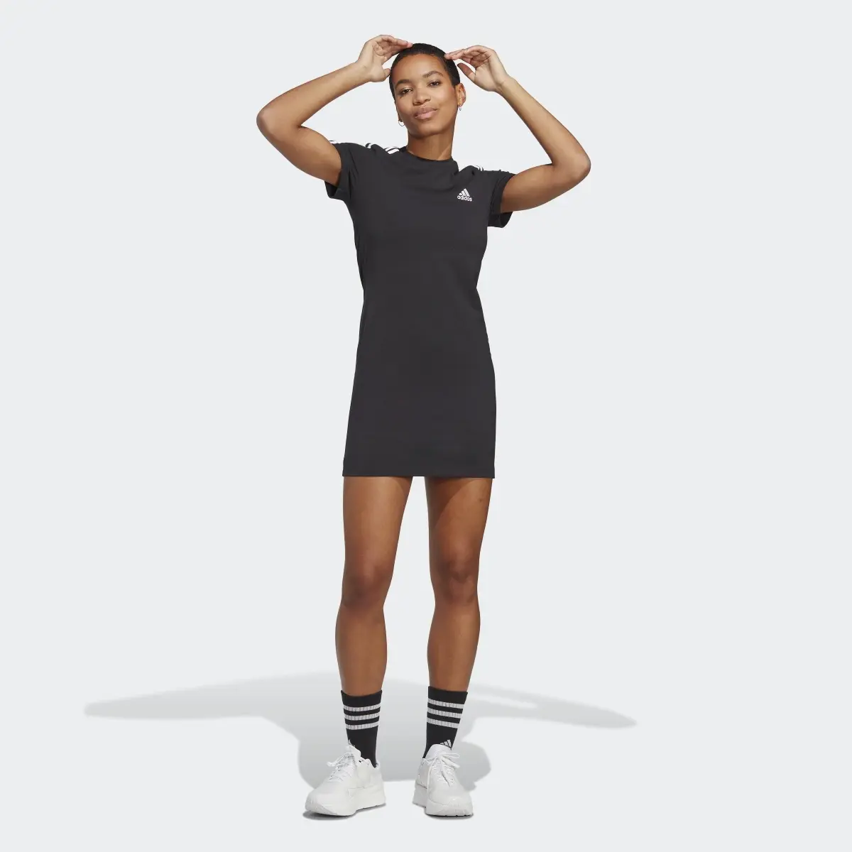 Adidas Essentials 3-Stripes Single Jersey Fitted Tee Dress. 2