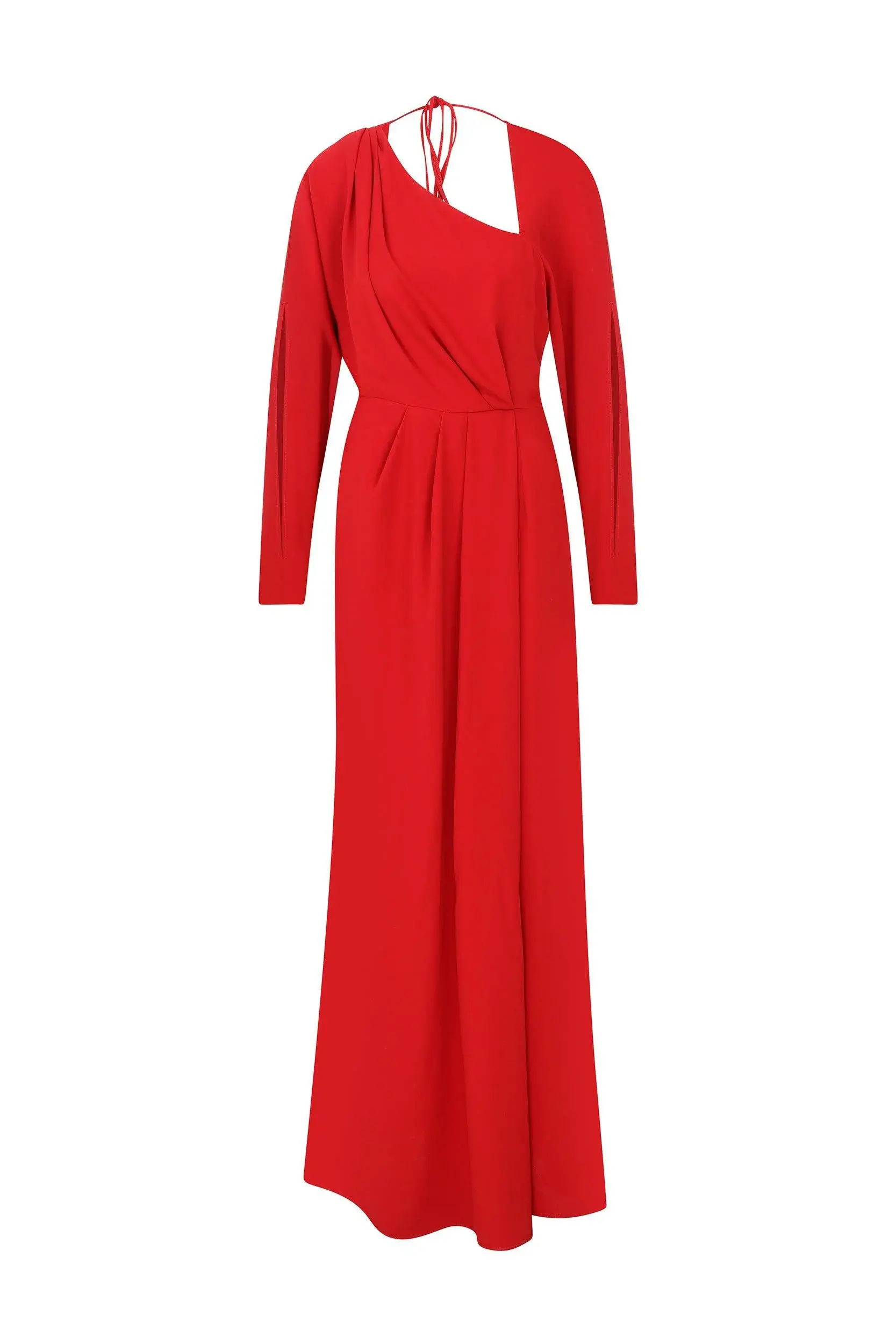 Roman Red Full Sleeve Evening Dress - 4 / Red. 1