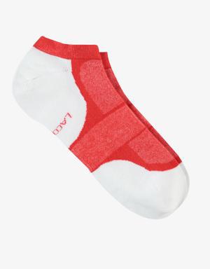 Unisex Renk Bloklu Kırmızı Çorap