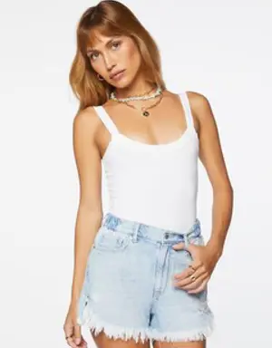 Forever 21 Frayed Denim Shorts Light Denim