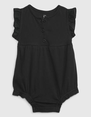 Baby Rib Flutter Shorty One-Piece black