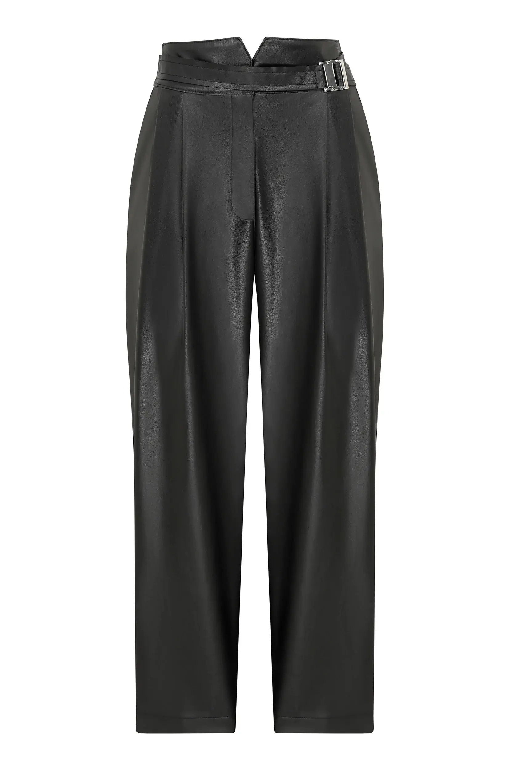 Roman Pleather Black pants with belt - 2 / BLACK. 1