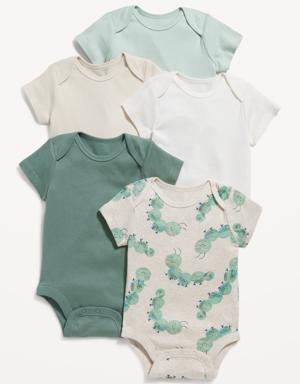 5-Pack Unisex Short-Sleeve Bodysuit for Baby green