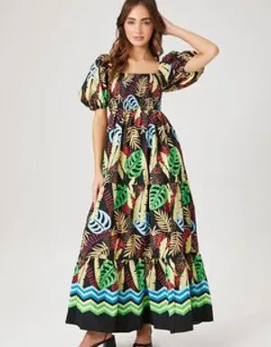 Forever 21 Tropical Print Maxi Dress Black/Multi