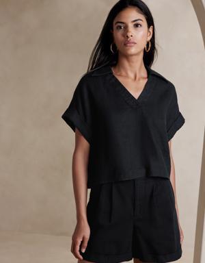 Cruz Linen Utility Top black