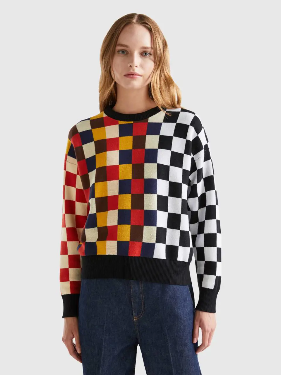 Benetton multicolor check sweater. 1