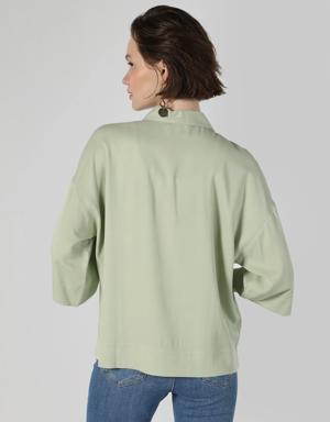 Regular Fit Yeşil Kadın Uzun Kol Gömlek