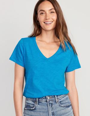 Old Navy EveryWear V-Neck Slub-Knit T-Shirt for Women blue