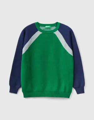 100% cotton color block sweater