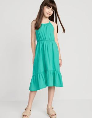 Fit & Flare Halter Midi Dress for Girls green