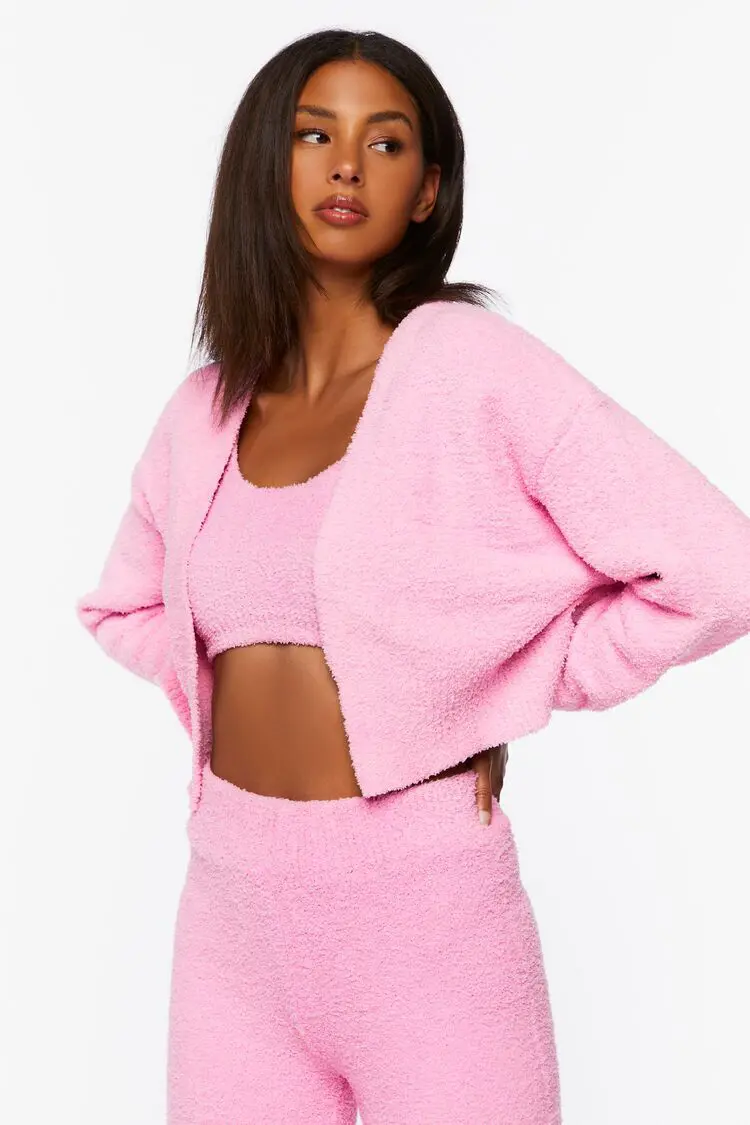 Forever 21 Forever 21 Fuzzy Knit Cardigan Sweater Pink Icing. 1