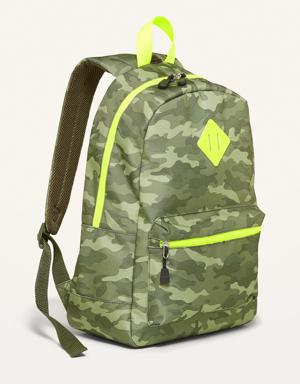 Patterned Canvas Backpack For Kids green