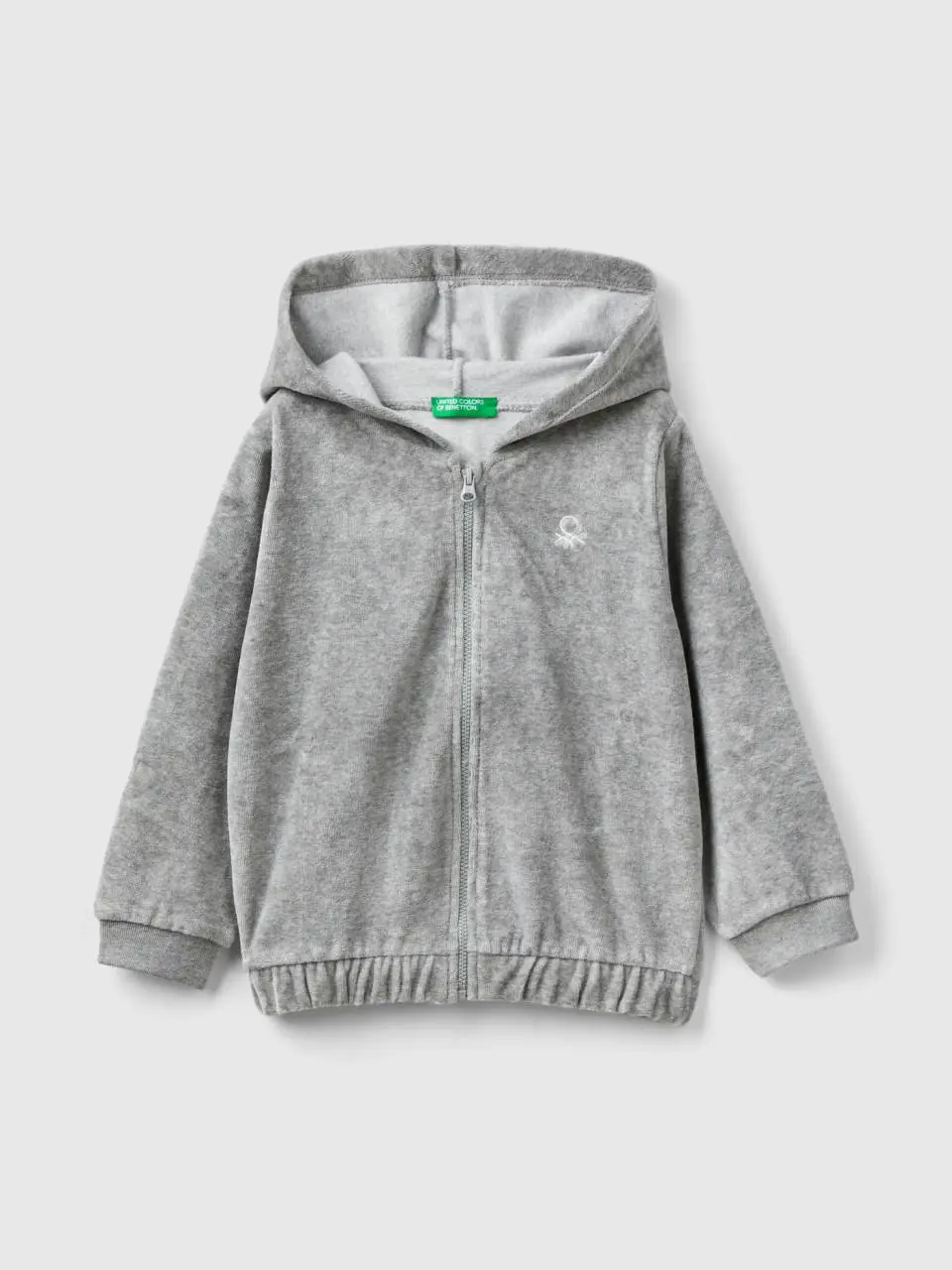 Benetton chenille sweatshirt with zip and hood. 1