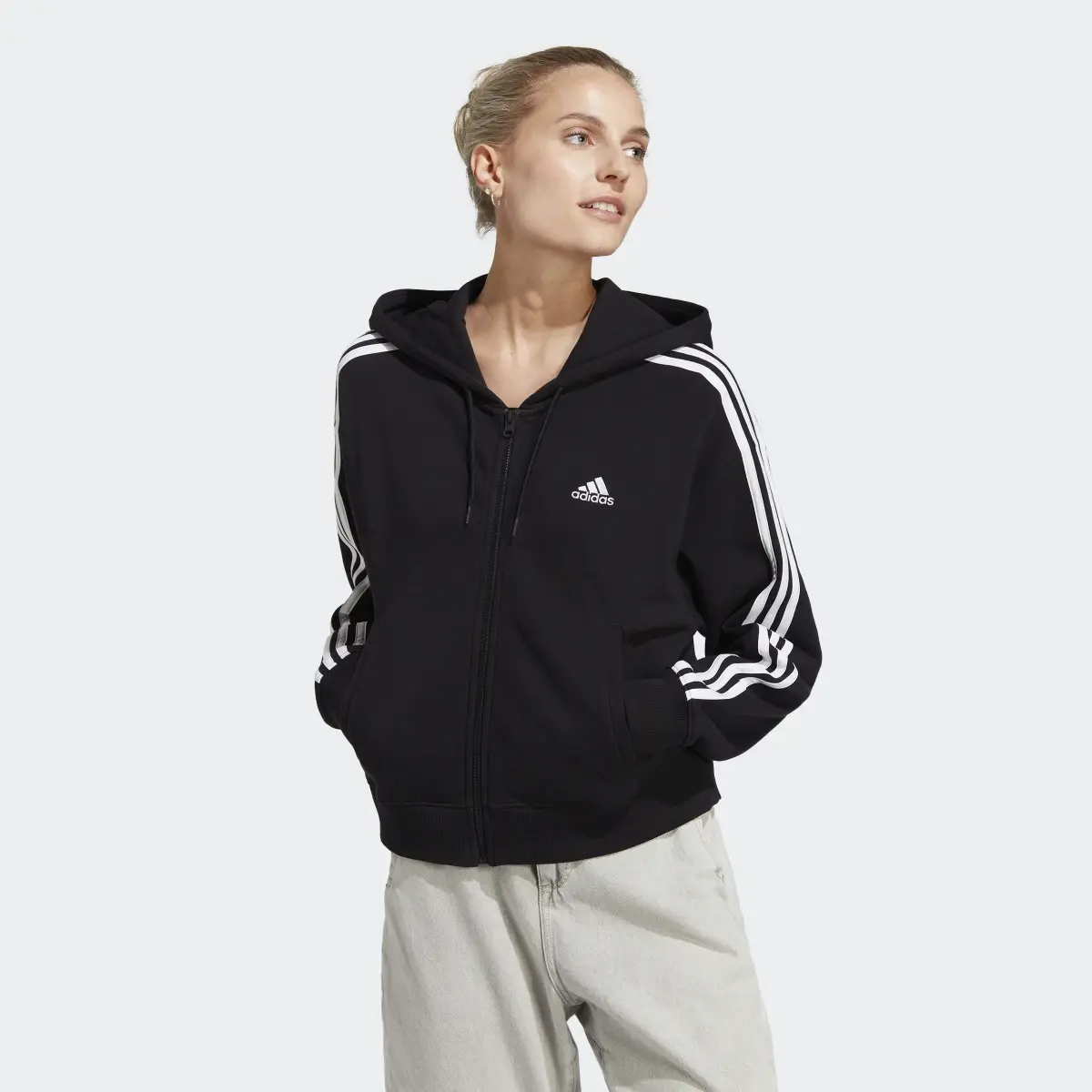 Adidas Hoodie Essentials 3-Stripes French Terry Bomber Full-Zip. 2