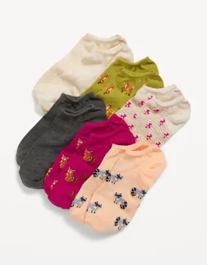 Novelty Ankle Socks 6-Pack for Women beige
