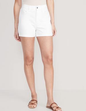 High-Waisted Wow White-Wash Straight Jean Shorts -- 3-inch inseam white