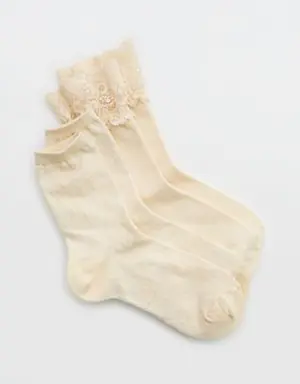 Lace Crew Sock 2-Pack