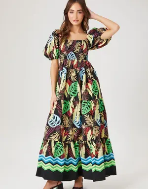 Forever 21 Tropical Print Maxi Dress Black/Multi