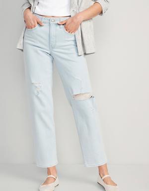 High-Waisted OG Loose Ripped Jeans for Women blue