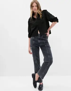 Gap Cropped Utility Shirt black