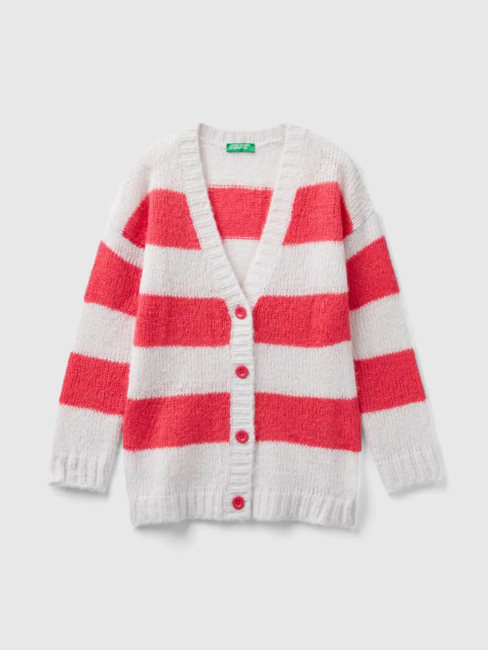 Benetton two-tone striped cardigan. 1