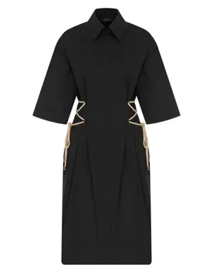 Criss Cross Side Black Shirt Dress - 2 / Black