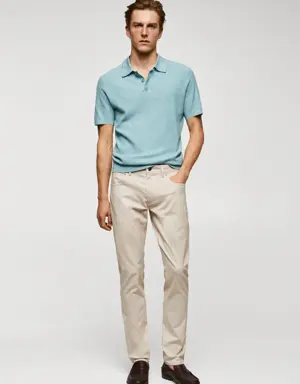 Slim fit serge cotton trousers