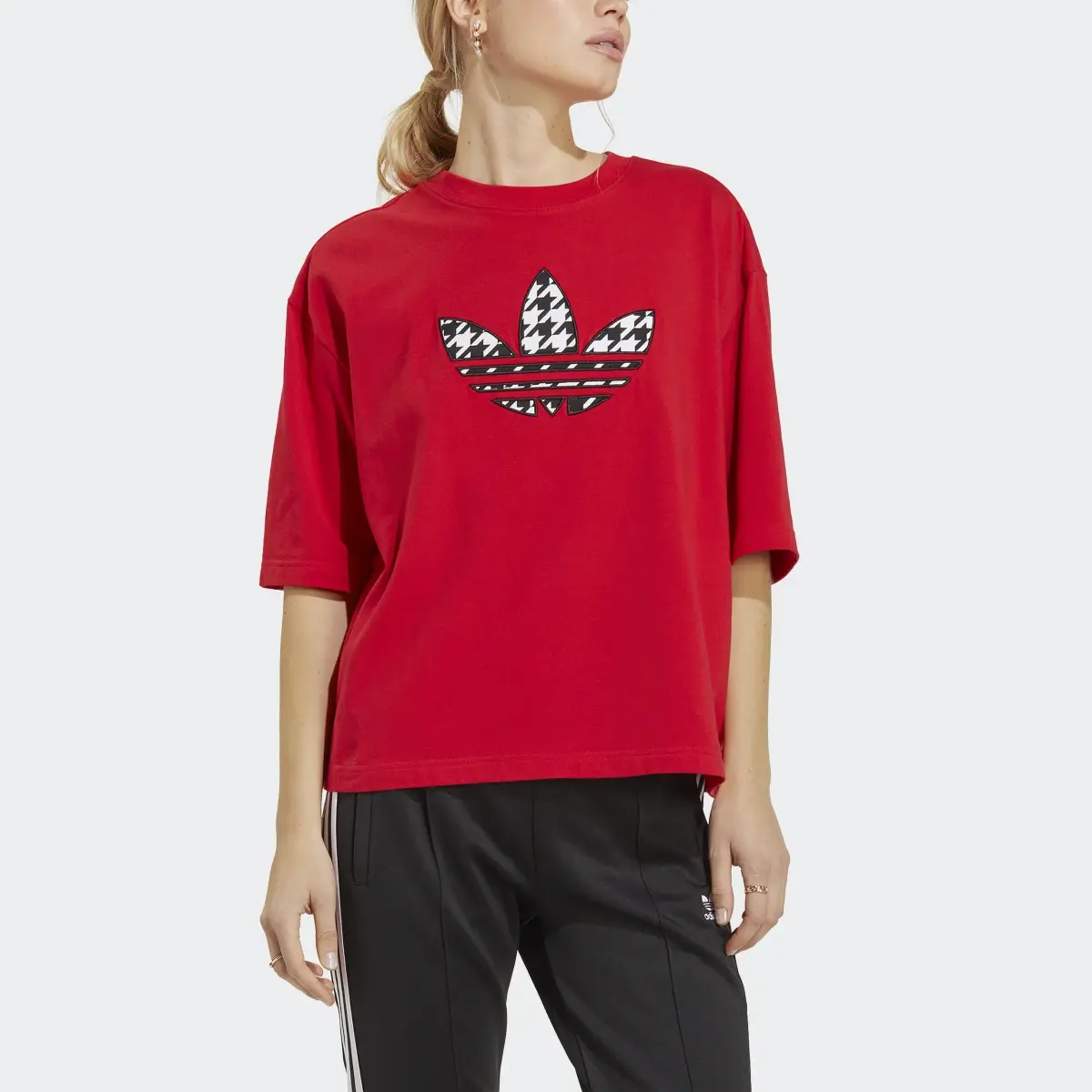 Adidas T-shirt avec Trèfle à motif pied-de-poule Originals. 1