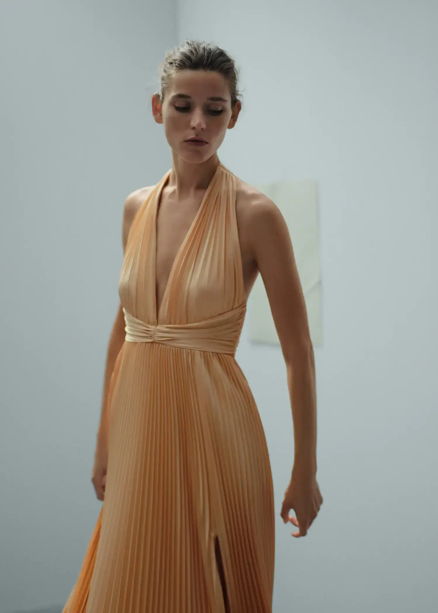 Mango Pleated dress with knot detail. 2