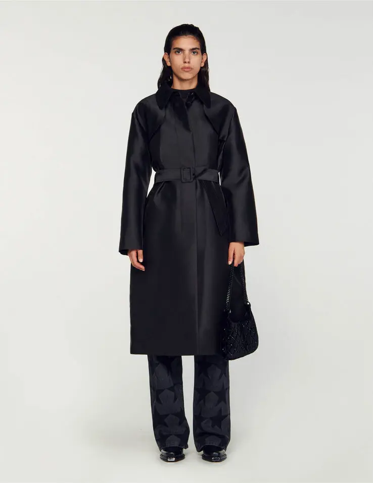 Sandro Satin-effect trench coat Login to add to Wish list. 1