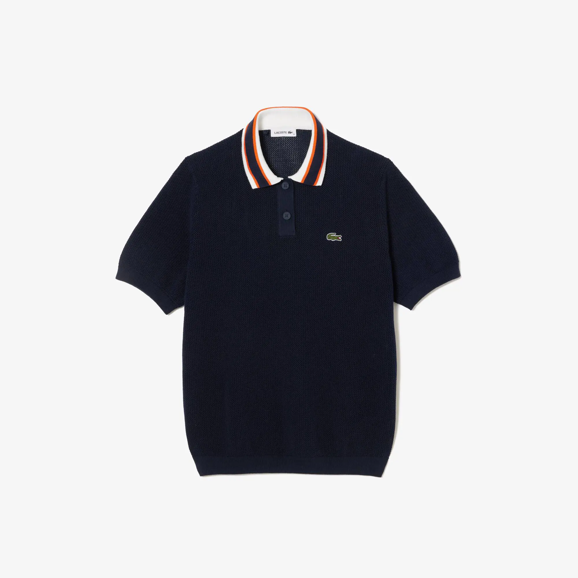 Lacoste Short Sleeved Polo Neck Cotton Sweater. 1
