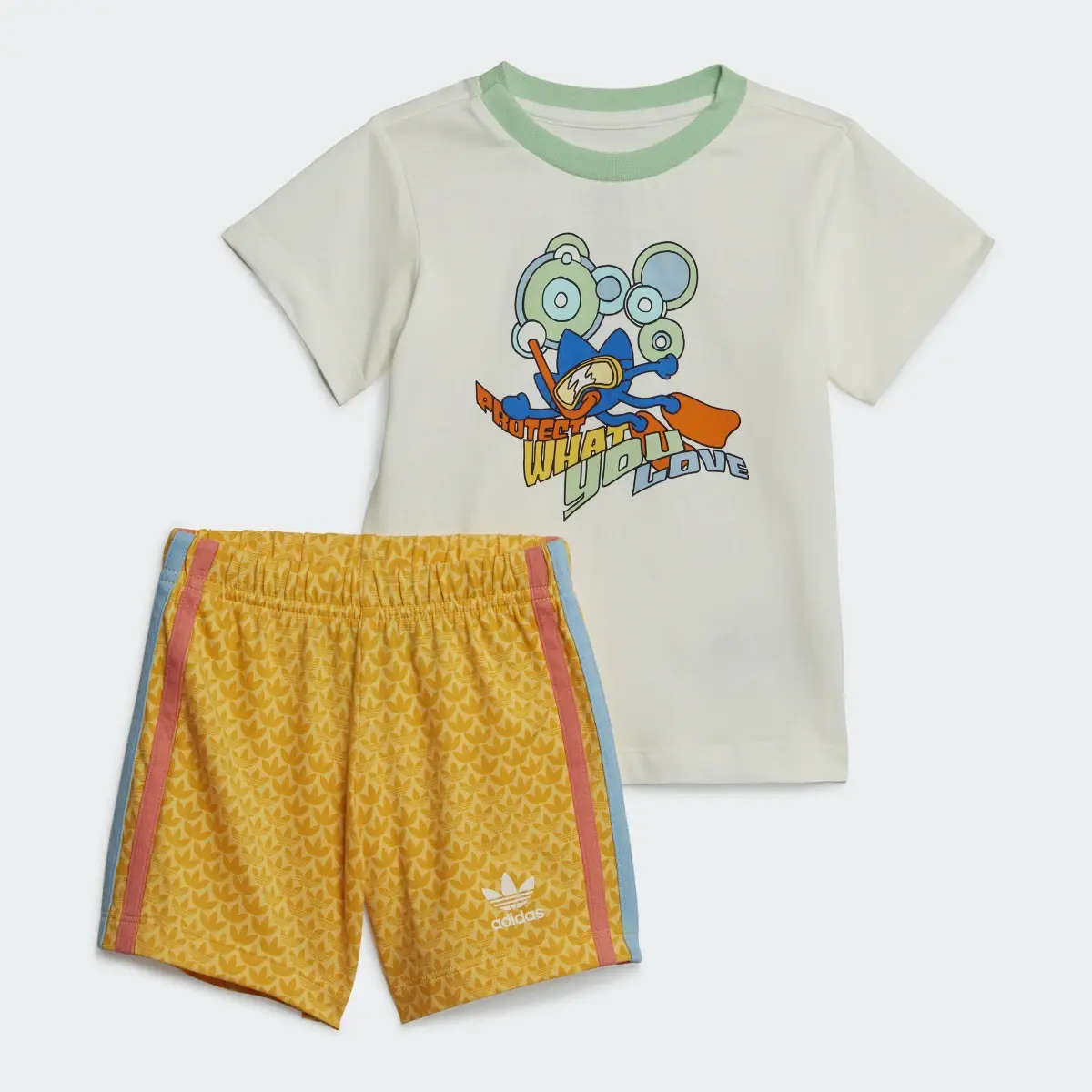 Adidas Completo Graphic Print Shorts and Tee. 2