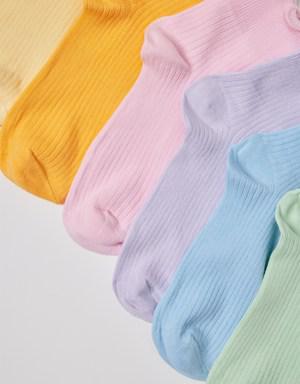 6'li Paket Kadın Soket Çorap Desenli