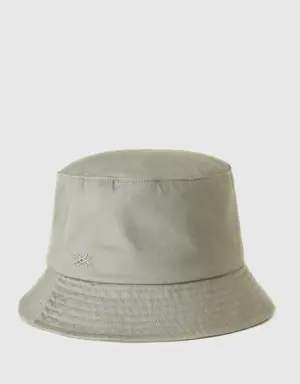 gray fisherman's hat with logo