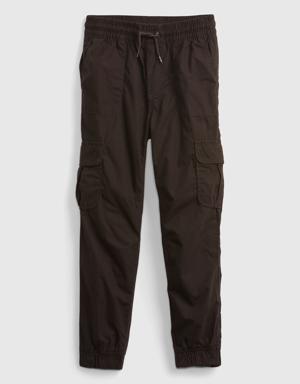 Kids Jersey-Lined Cargo Joggers brown