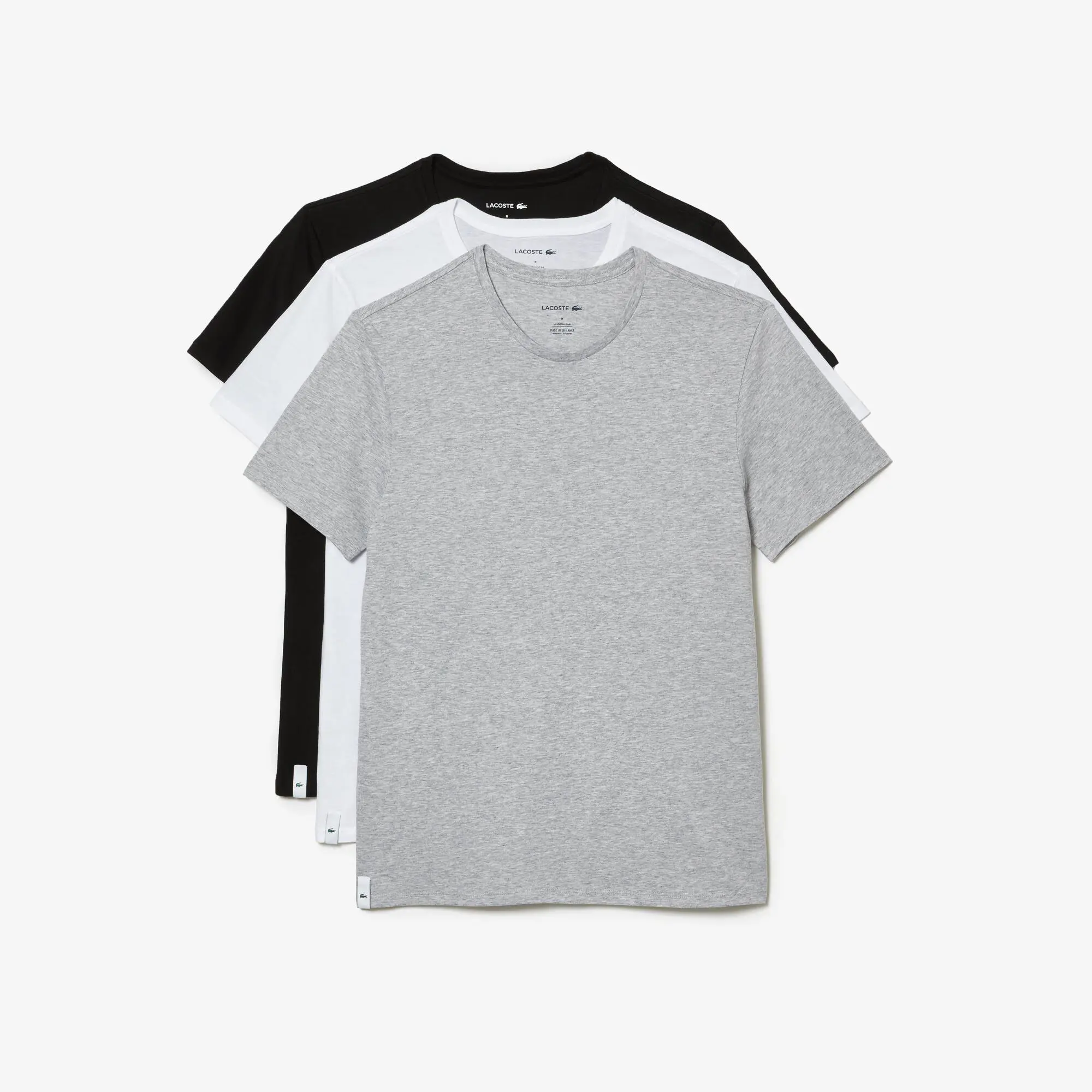 Lacoste Pack de três t-shirts lisas de algodão e decote redondo para homem. 2