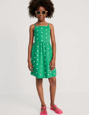 Printed Fit & Flare Cami Dress for Girls green