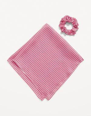 Satin Bandana-Scarf Hair Scrunchie for Women pink