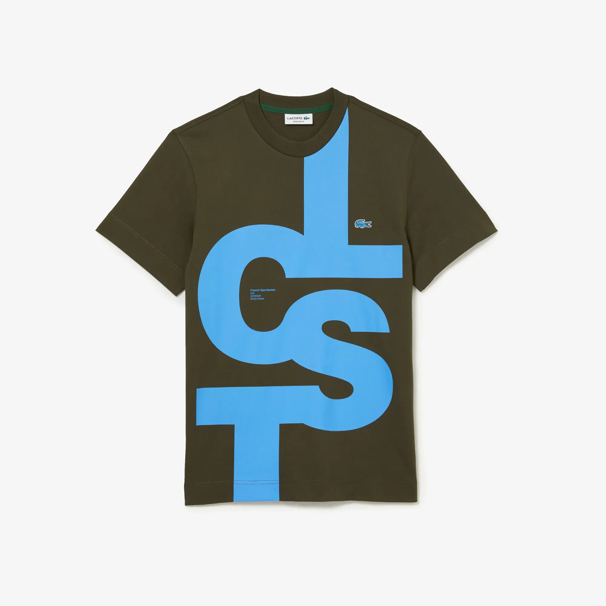 Lacoste Playera de algodón con letras de contraste de ajuste regular para hombre. 2