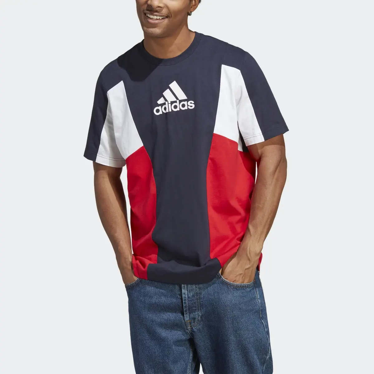 Adidas Playera Essentials Colorblock. 1