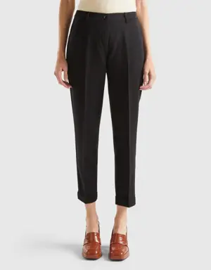 stretch pants with cuffs