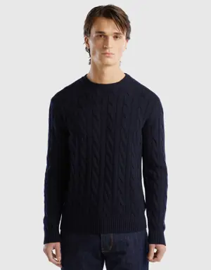 cable knit sweater in cashmere blend