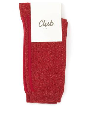 Kırmızı Simli 3 Şeritli Çizgili Kadın Soket Çorap